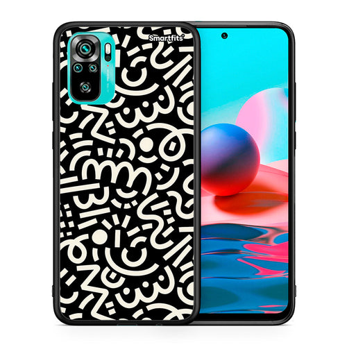 Θήκη Xiaomi Redmi Note 10 Doodle Art από τη Smartfits με σχέδιο στο πίσω μέρος και μαύρο περίβλημα | Xiaomi Redmi Note 10 Doodle Art case with colorful back and black bezels