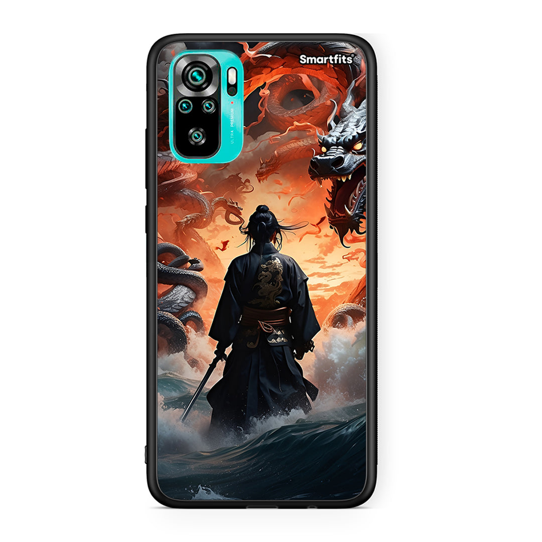 Xiaomi Redmi Note 10 Dragons Fight θήκη από τη Smartfits με σχέδιο στο πίσω μέρος και μαύρο περίβλημα | Smartphone case with colorful back and black bezels by Smartfits