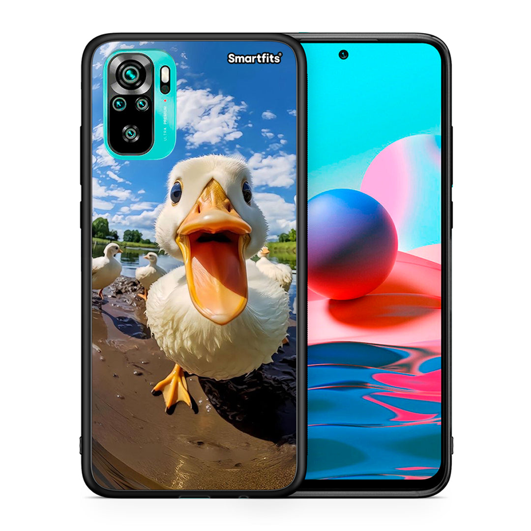 Θήκη Xiaomi Redmi Note 10 Duck Face από τη Smartfits με σχέδιο στο πίσω μέρος και μαύρο περίβλημα | Xiaomi Redmi Note 10 Duck Face case with colorful back and black bezels