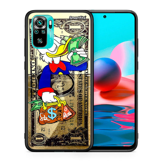 Θήκη Xiaomi Redmi Note 10 Duck Money από τη Smartfits με σχέδιο στο πίσω μέρος και μαύρο περίβλημα | Xiaomi Redmi Note 10 Duck Money case with colorful back and black bezels
