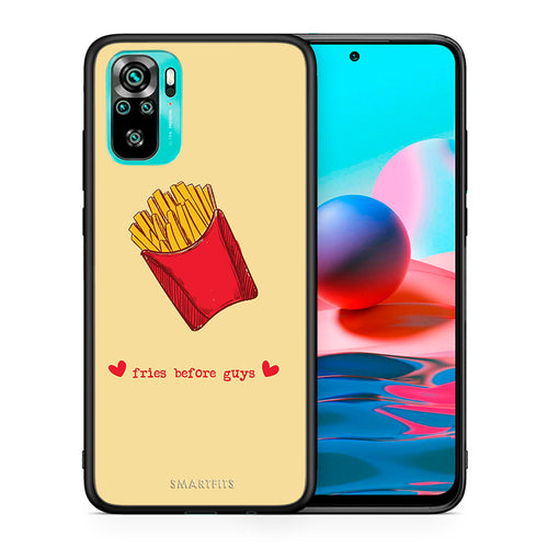 Θήκη Αγίου Βαλεντίνου Xiaomi Redmi Note 10 Fries Before Guys από τη Smartfits με σχέδιο στο πίσω μέρος και μαύρο περίβλημα | Xiaomi Redmi Note 10 Fries Before Guys case with colorful back and black bezels