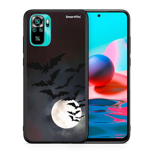 Θήκη Xiaomi Redmi Note 10 Halloween Bat Night από τη Smartfits με σχέδιο στο πίσω μέρος και μαύρο περίβλημα | Xiaomi Redmi Note 10 Halloween Bat Night case with colorful back and black bezels