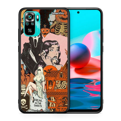 Θήκη Xiaomi Redmi Note 10 Halloween Collage από τη Smartfits με σχέδιο στο πίσω μέρος και μαύρο περίβλημα | Xiaomi Redmi Note 10 Halloween Collage case with colorful back and black bezels