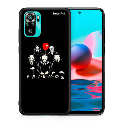 Θήκη Xiaomi Redmi Note 10 Halloween Friends από τη Smartfits με σχέδιο στο πίσω μέρος και μαύρο περίβλημα | Xiaomi Redmi Note 10 Halloween Friends case with colorful back and black bezels