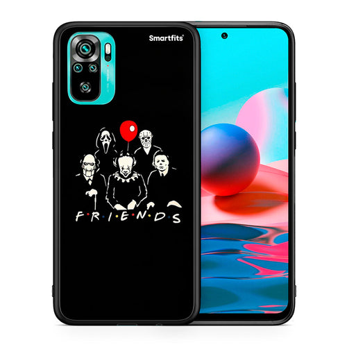 Θήκη Xiaomi Redmi Note 10 Halloween Friends από τη Smartfits με σχέδιο στο πίσω μέρος και μαύρο περίβλημα | Xiaomi Redmi Note 10 Halloween Friends case with colorful back and black bezels