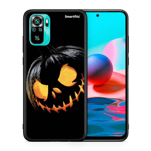 Θήκη Xiaomi Redmi Note 10 Halloween Scary Pumpkin από τη Smartfits με σχέδιο στο πίσω μέρος και μαύρο περίβλημα | Xiaomi Redmi Note 10 Halloween Scary Pumpkin case with colorful back and black bezels