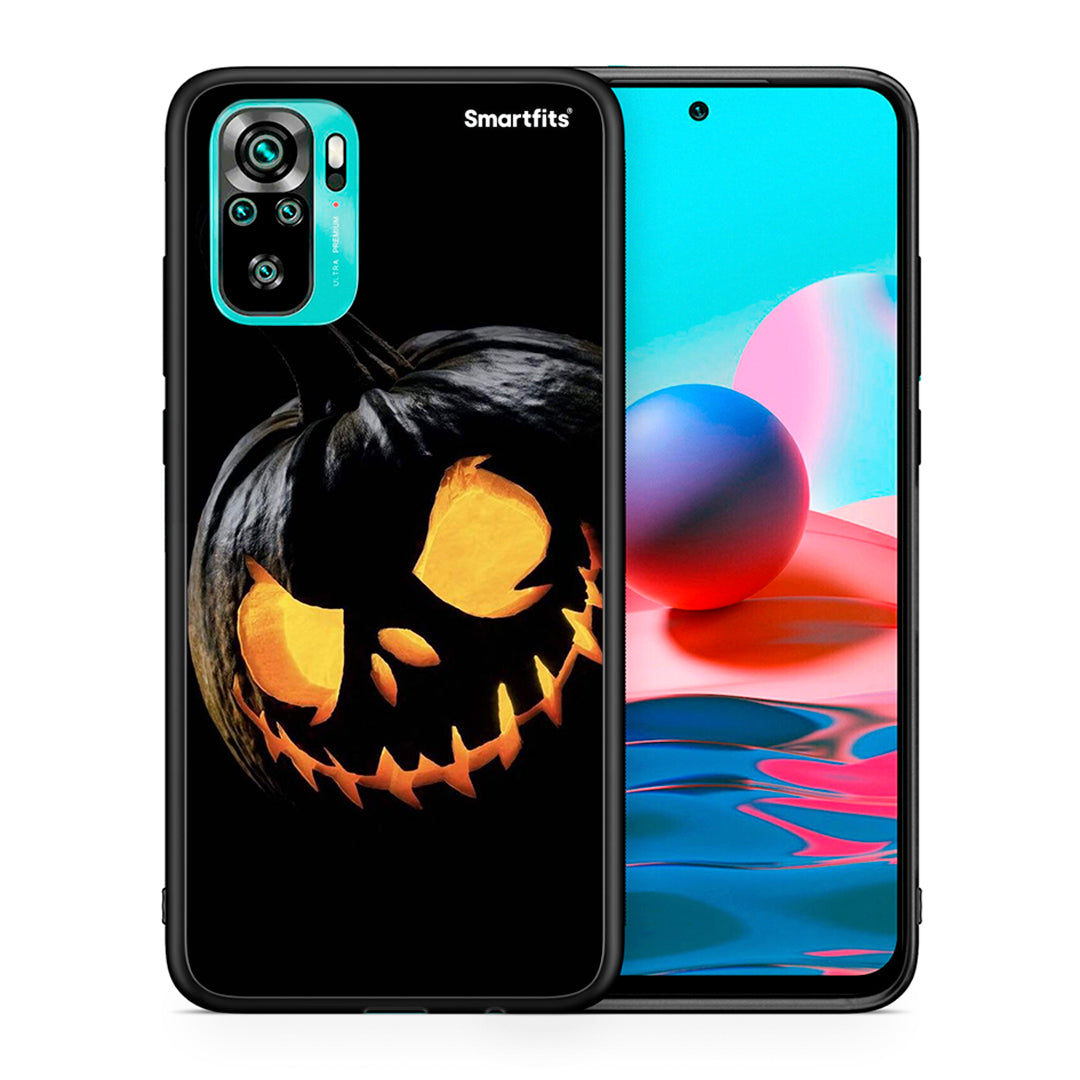Θήκη Xiaomi Redmi Note 10 Halloween Scary Pumpkin από τη Smartfits με σχέδιο στο πίσω μέρος και μαύρο περίβλημα | Xiaomi Redmi Note 10 Halloween Scary Pumpkin case with colorful back and black bezels