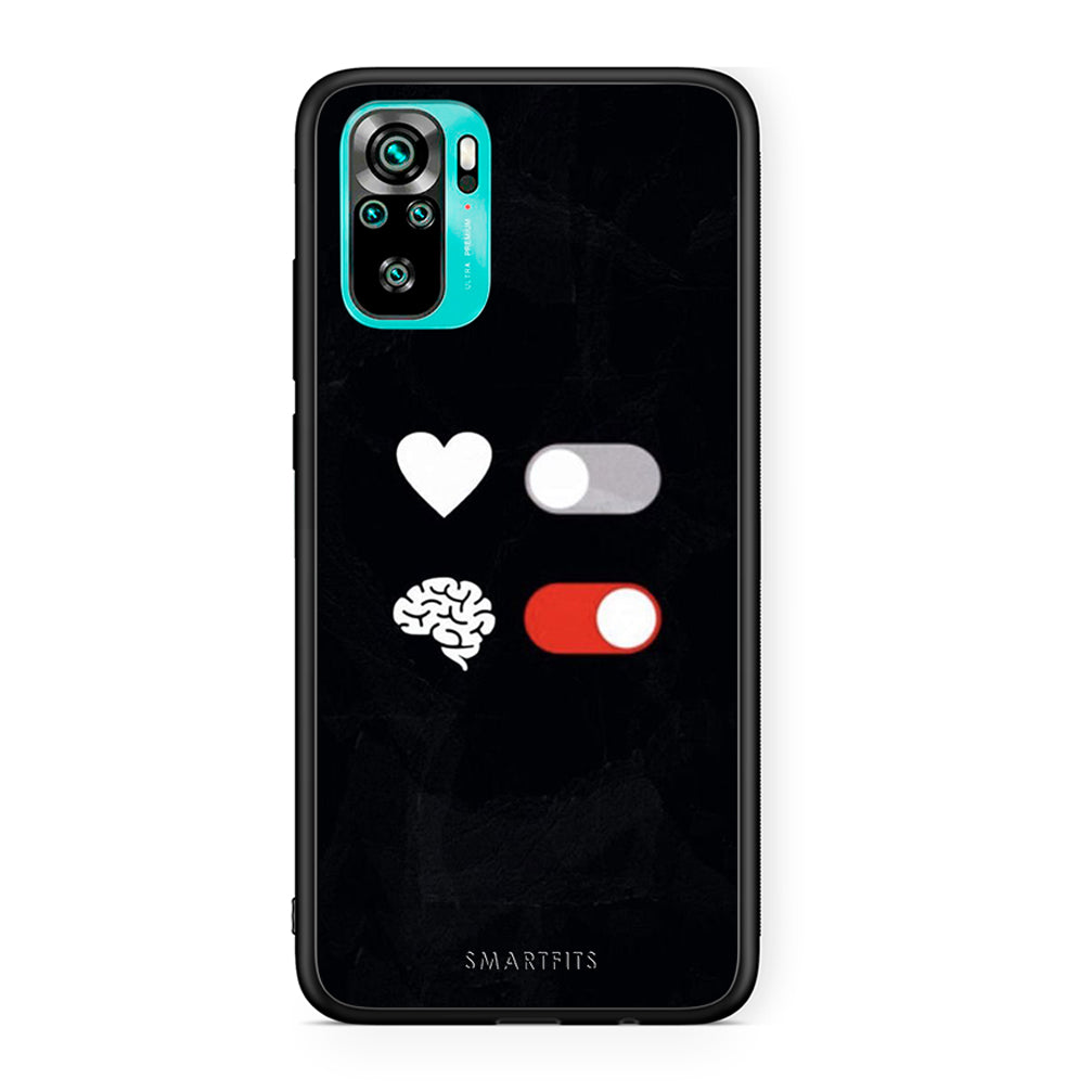 Xiaomi Redmi Note 10 Heart Vs Brain Θήκη Αγίου Βαλεντίνου από τη Smartfits με σχέδιο στο πίσω μέρος και μαύρο περίβλημα | Smartphone case with colorful back and black bezels by Smartfits