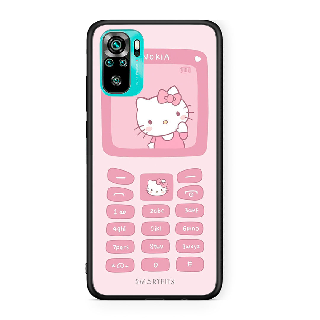 Xiaomi Redmi Note 10 Hello Kitten Θήκη Αγίου Βαλεντίνου από τη Smartfits με σχέδιο στο πίσω μέρος και μαύρο περίβλημα | Smartphone case with colorful back and black bezels by Smartfits
