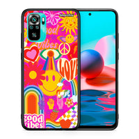 Thumbnail for Θήκη Xiaomi Redmi Note 10 Hippie Love από τη Smartfits με σχέδιο στο πίσω μέρος και μαύρο περίβλημα | Xiaomi Redmi Note 10 Hippie Love case with colorful back and black bezels