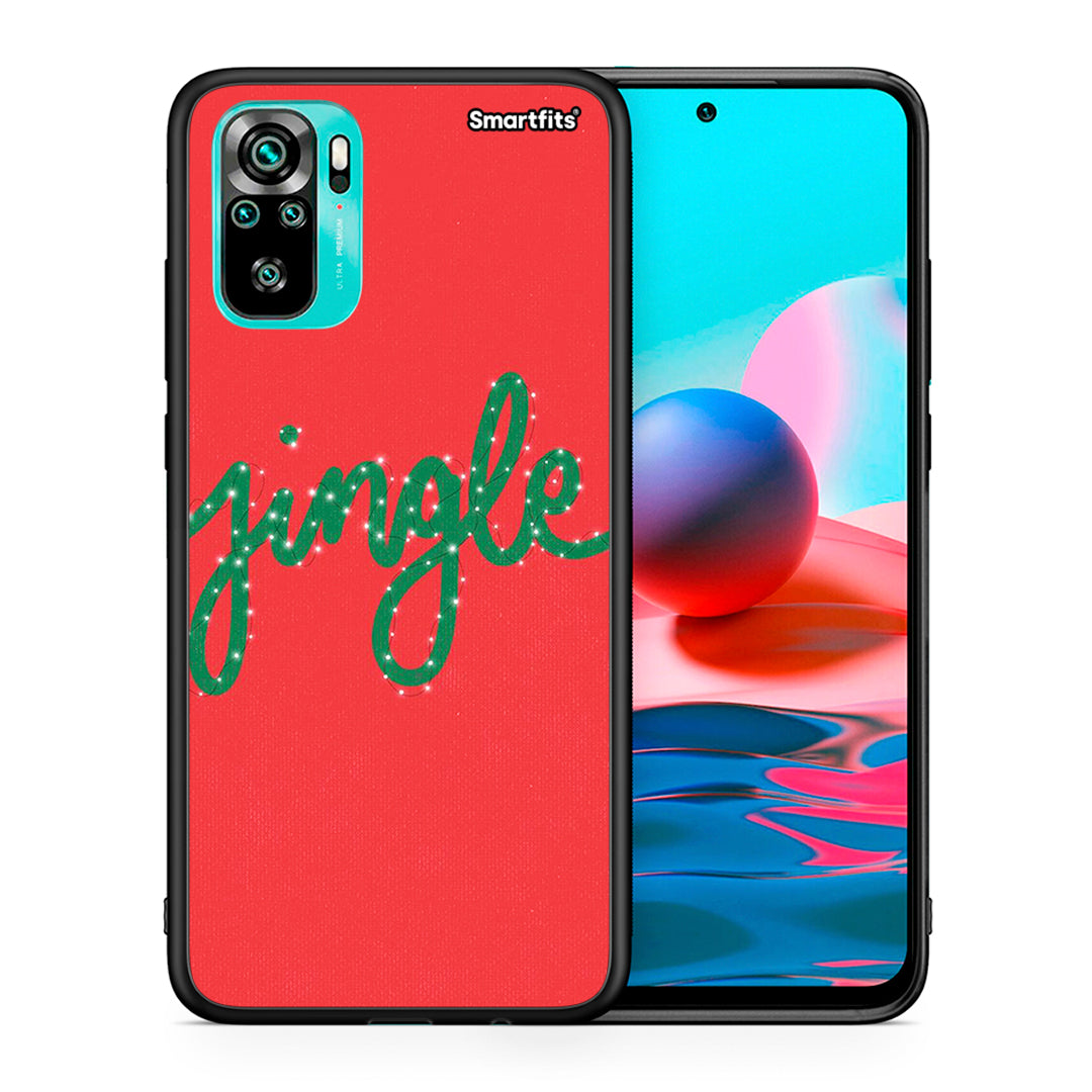 Θήκη Xiaomi Redmi Note 10 Jingle Xmas από τη Smartfits με σχέδιο στο πίσω μέρος και μαύρο περίβλημα | Xiaomi Redmi Note 10 Jingle Xmas case with colorful back and black bezels