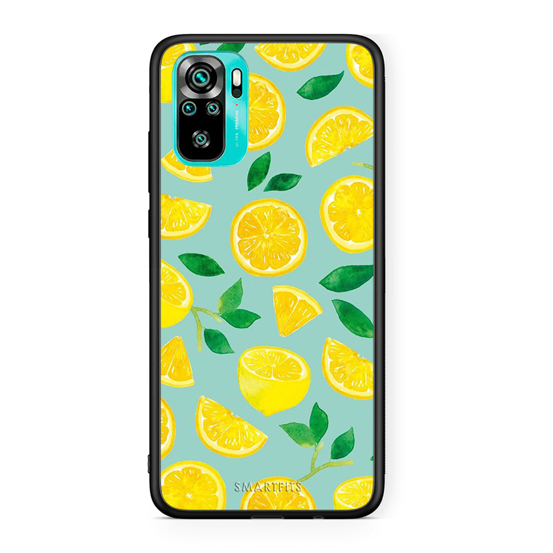 Xiaomi Redmi Note 10 Lemons θήκη από τη Smartfits με σχέδιο στο πίσω μέρος και μαύρο περίβλημα | Smartphone case with colorful back and black bezels by Smartfits