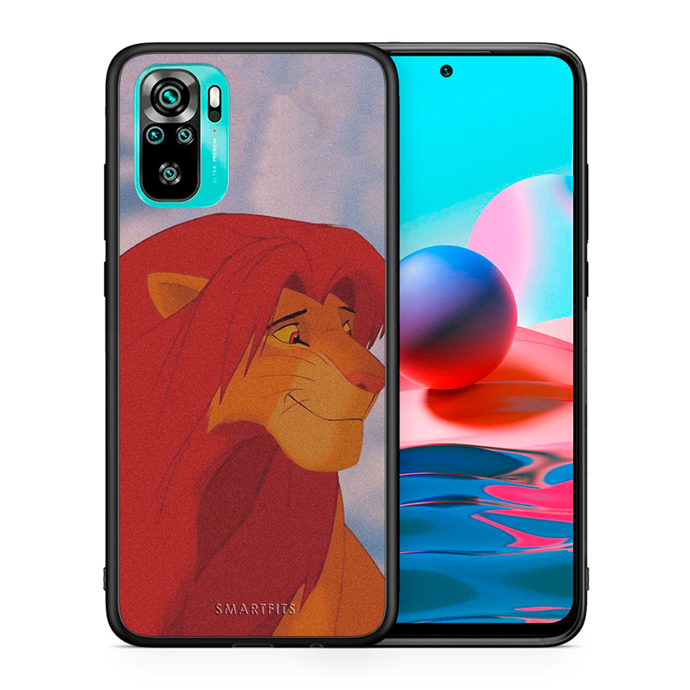 Θήκη Αγίου Βαλεντίνου Xiaomi Redmi Note 10 Lion Love 1 από τη Smartfits με σχέδιο στο πίσω μέρος και μαύρο περίβλημα | Xiaomi Redmi Note 10 Lion Love 1 case with colorful back and black bezels