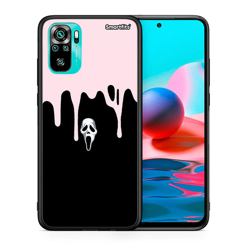 Θήκη Xiaomi Redmi Note 10 Melting Halloween Mask από τη Smartfits με σχέδιο στο πίσω μέρος και μαύρο περίβλημα | Xiaomi Redmi Note 10 Melting Halloween Mask case with colorful back and black bezels
