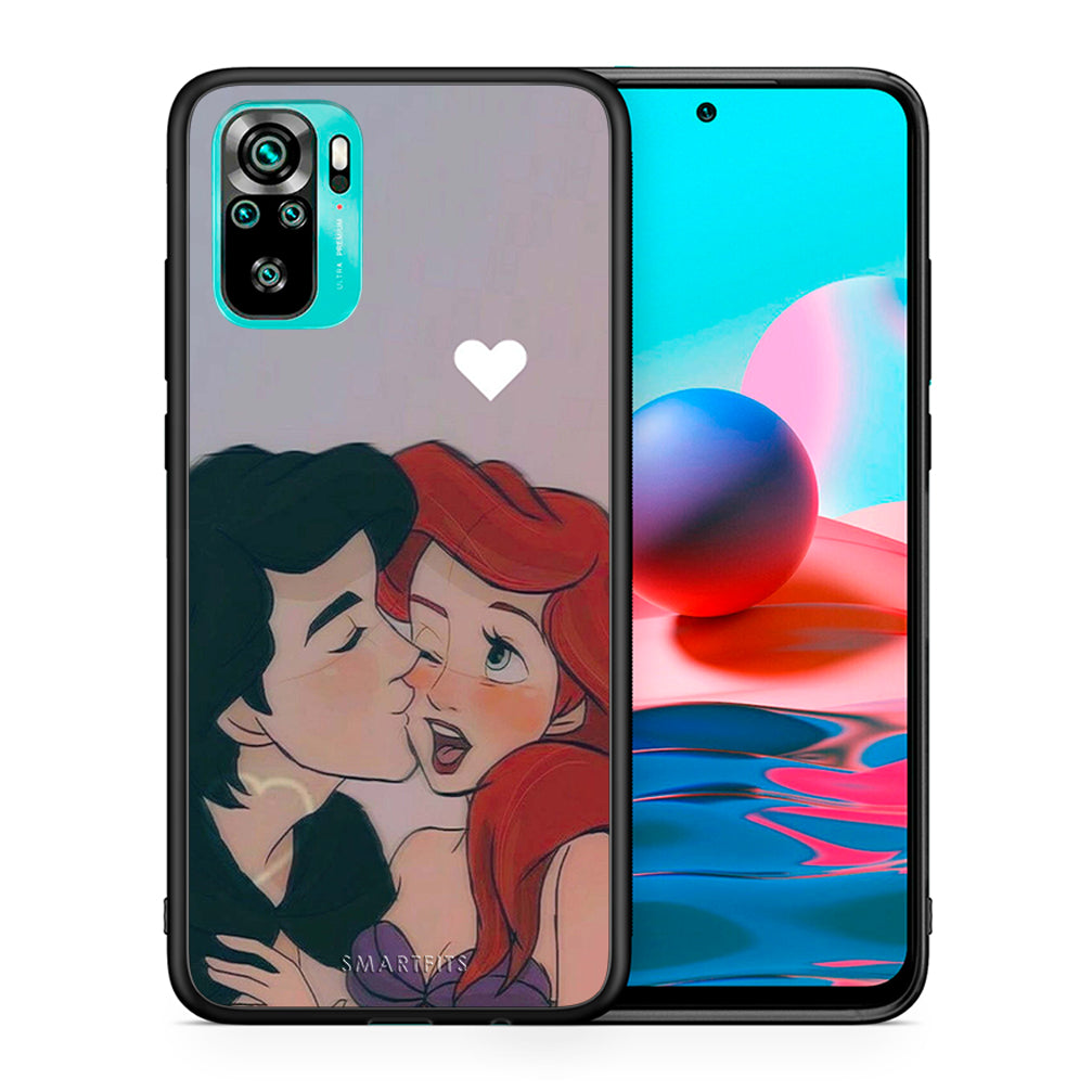 Θήκη Αγίου Βαλεντίνου Xiaomi Redmi Note 10 Mermaid Love από τη Smartfits με σχέδιο στο πίσω μέρος και μαύρο περίβλημα | Xiaomi Redmi Note 10 Mermaid Love case with colorful back and black bezels