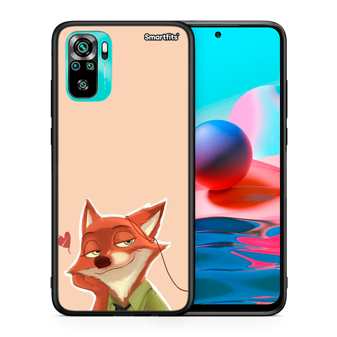 Θήκη Xiaomi Redmi Note 10 Nick Wilde And Judy Hopps Love 1 από τη Smartfits με σχέδιο στο πίσω μέρος και μαύρο περίβλημα | Xiaomi Redmi Note 10 Nick Wilde And Judy Hopps Love 1 case with colorful back and black bezels