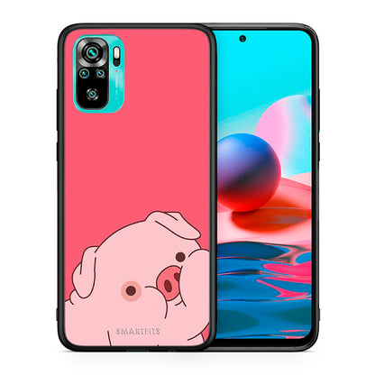 Θήκη Αγίου Βαλεντίνου Xiaomi Redmi Note 10 Pig Love 1 από τη Smartfits με σχέδιο στο πίσω μέρος και μαύρο περίβλημα | Xiaomi Redmi Note 10 Pig Love 1 case with colorful back and black bezels