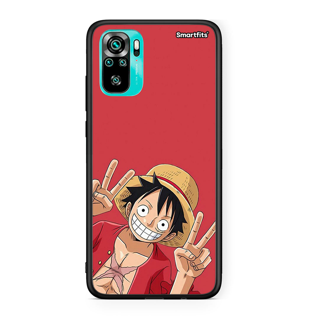 Xiaomi Redmi Note 10 Pirate Luffy θήκη από τη Smartfits με σχέδιο στο πίσω μέρος και μαύρο περίβλημα | Smartphone case with colorful back and black bezels by Smartfits