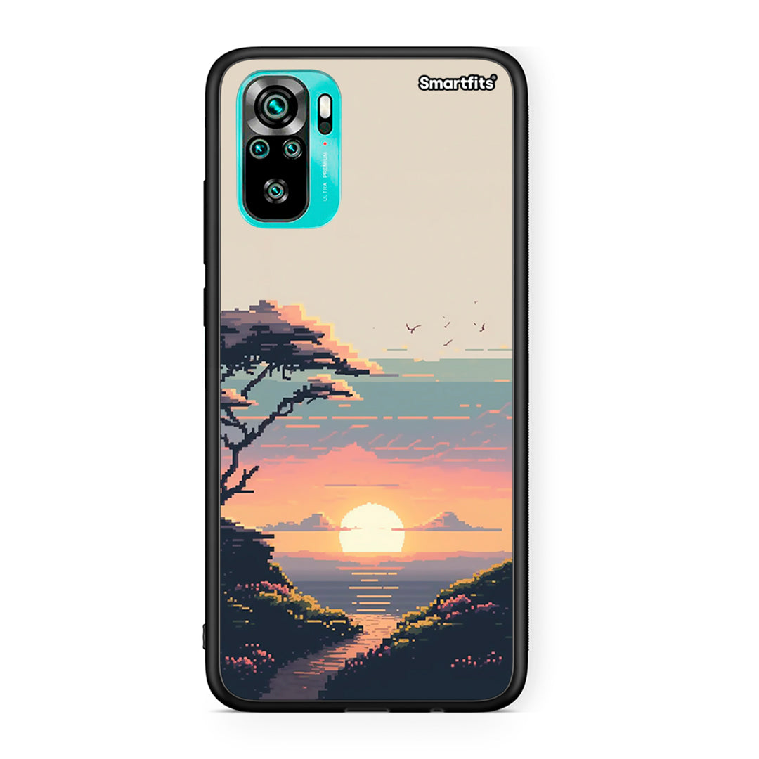 Xiaomi Redmi Note 10 Pixel Sunset θήκη από τη Smartfits με σχέδιο στο πίσω μέρος και μαύρο περίβλημα | Smartphone case with colorful back and black bezels by Smartfits