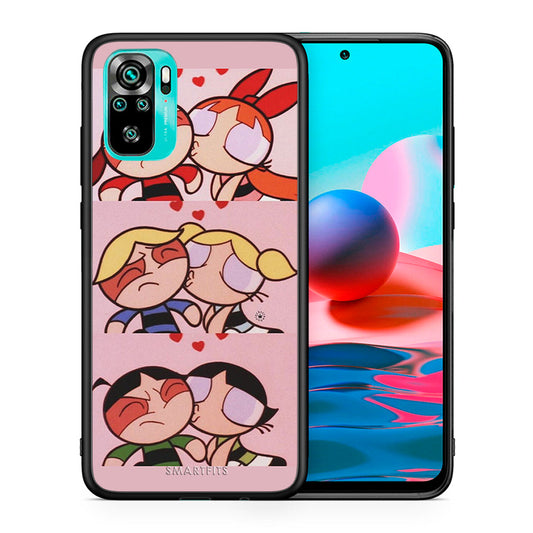 Θήκη Αγίου Βαλεντίνου Xiaomi Redmi Note 10 Puff Love από τη Smartfits με σχέδιο στο πίσω μέρος και μαύρο περίβλημα | Xiaomi Redmi Note 10 Puff Love case with colorful back and black bezels