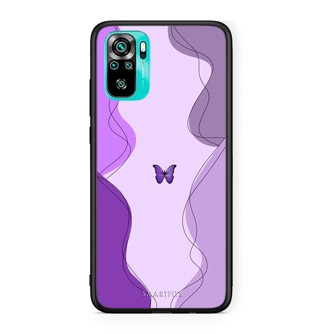 Xiaomi Redmi Note 10 Purple Mariposa Θήκη Αγίου Βαλεντίνου από τη Smartfits με σχέδιο στο πίσω μέρος και μαύρο περίβλημα | Smartphone case with colorful back and black bezels by Smartfits
