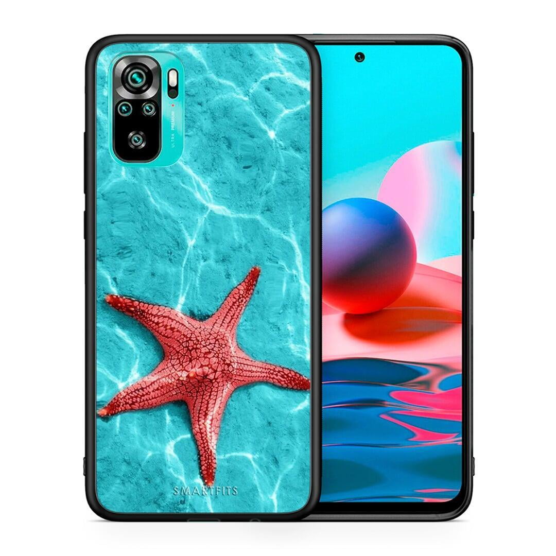 Θήκη Xiaomi Redmi Note 10 Red Starfish από τη Smartfits με σχέδιο στο πίσω μέρος και μαύρο περίβλημα | Xiaomi Redmi Note 10 Red Starfish case with colorful back and black bezels