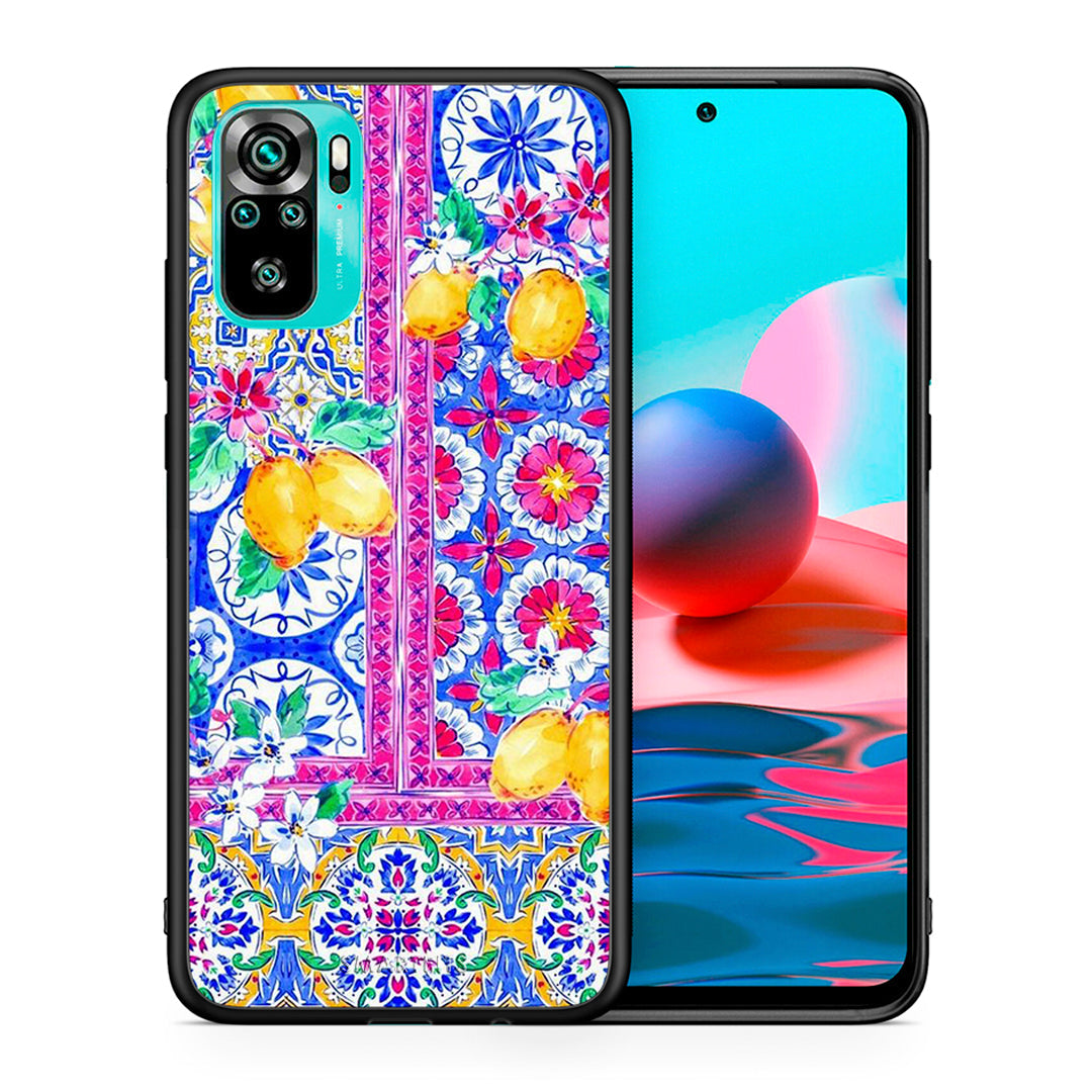 Θήκη Xiaomi Redmi Note 10 Retro Spring από τη Smartfits με σχέδιο στο πίσω μέρος και μαύρο περίβλημα | Xiaomi Redmi Note 10 Retro Spring case with colorful back and black bezels