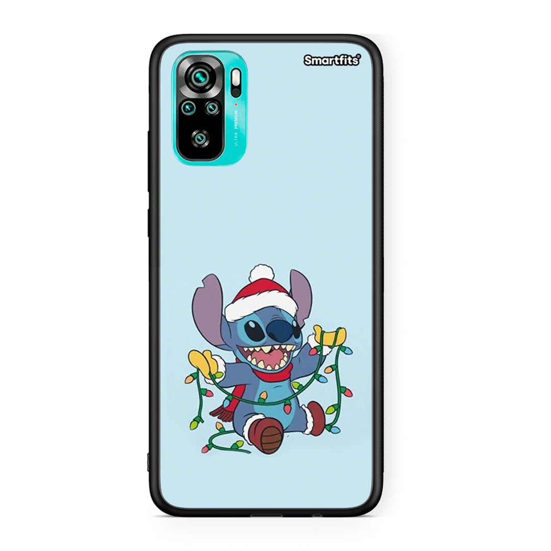 Xiaomi Redmi Note 10 Santa Stich θήκη από τη Smartfits με σχέδιο στο πίσω μέρος και μαύρο περίβλημα | Smartphone case with colorful back and black bezels by Smartfits
