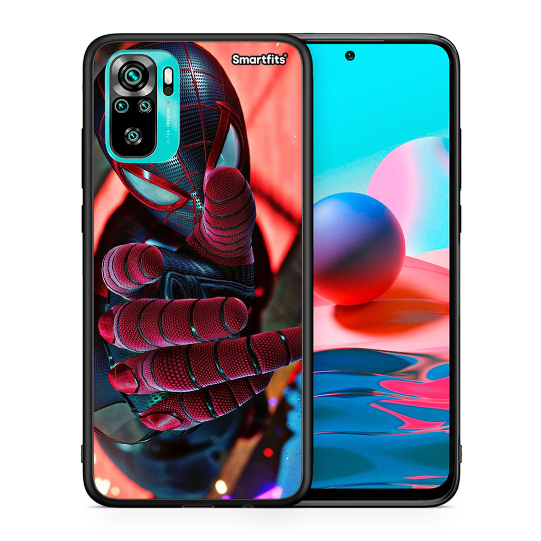 Θήκη Xiaomi Redmi Note 10 Spider Hand από τη Smartfits με σχέδιο στο πίσω μέρος και μαύρο περίβλημα | Xiaomi Redmi Note 10 Spider Hand case with colorful back and black bezels