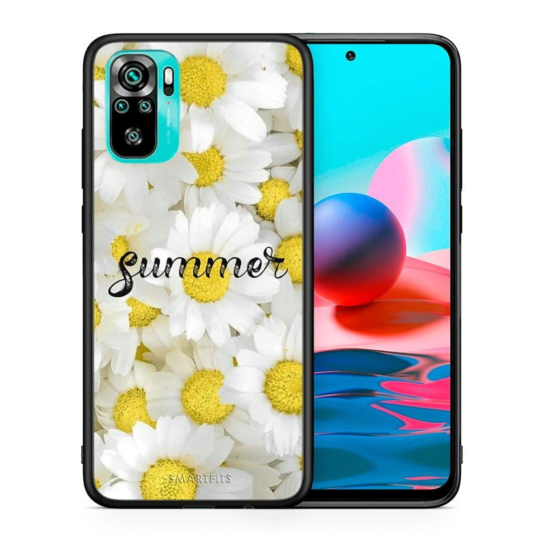 Θήκη Xiaomi Redmi Note 10 Summer Daisies από τη Smartfits με σχέδιο στο πίσω μέρος και μαύρο περίβλημα | Xiaomi Redmi Note 10 Summer Daisies case with colorful back and black bezels