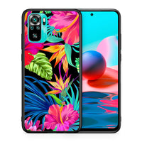 Thumbnail for Θήκη Xiaomi Redmi Note 10 Tropical Flowers από τη Smartfits με σχέδιο στο πίσω μέρος και μαύρο περίβλημα | Xiaomi Redmi Note 10 Tropical Flowers case with colorful back and black bezels