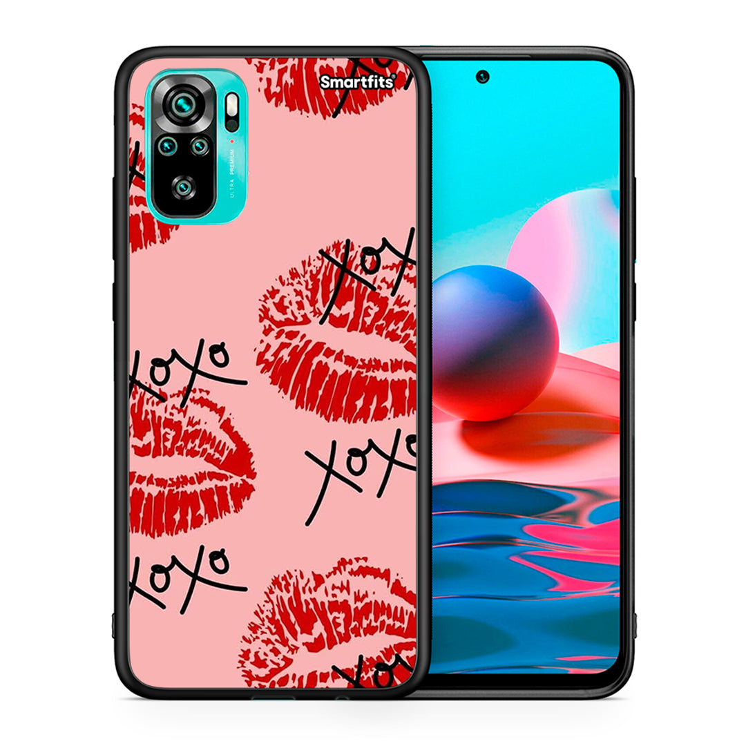 Θήκη Xiaomi Redmi Note 10 XOXO Lips από τη Smartfits με σχέδιο στο πίσω μέρος και μαύρο περίβλημα | Xiaomi Redmi Note 10 XOXO Lips case with colorful back and black bezels