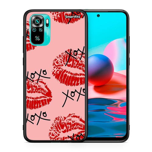 Θήκη Xiaomi Redmi Note 10 XOXO Lips από τη Smartfits με σχέδιο στο πίσω μέρος και μαύρο περίβλημα | Xiaomi Redmi Note 10 XOXO Lips case with colorful back and black bezels