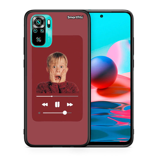 Θήκη Xiaomi Redmi Note 10 Xmas Alone Music από τη Smartfits με σχέδιο στο πίσω μέρος και μαύρο περίβλημα | Xiaomi Redmi Note 10 Xmas Alone Music case with colorful back and black bezels