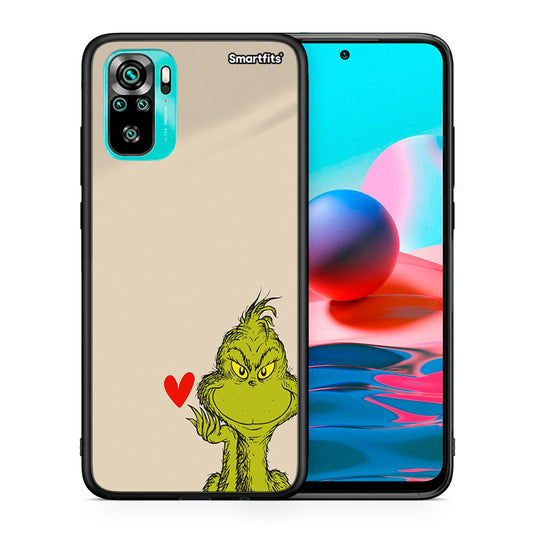 Θήκη Xiaomi Redmi Note 10 Xmas Grinch από τη Smartfits με σχέδιο στο πίσω μέρος και μαύρο περίβλημα | Xiaomi Redmi Note 10 Xmas Grinch case with colorful back and black bezels