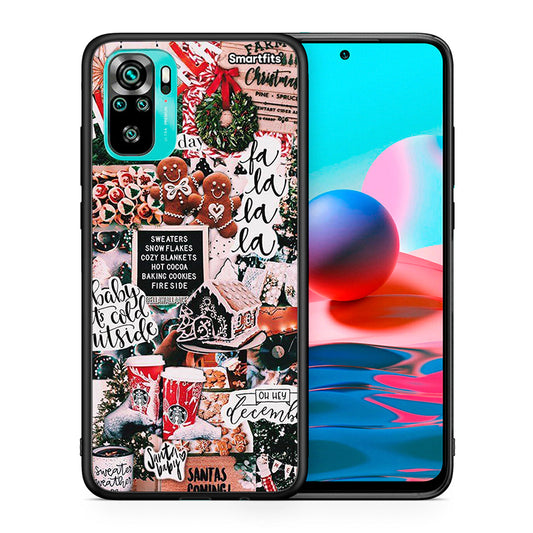 Θήκη Xiaomi Redmi Note 10 Xmas Habbits από τη Smartfits με σχέδιο στο πίσω μέρος και μαύρο περίβλημα | Xiaomi Redmi Note 10 Xmas Habbits case with colorful back and black bezels