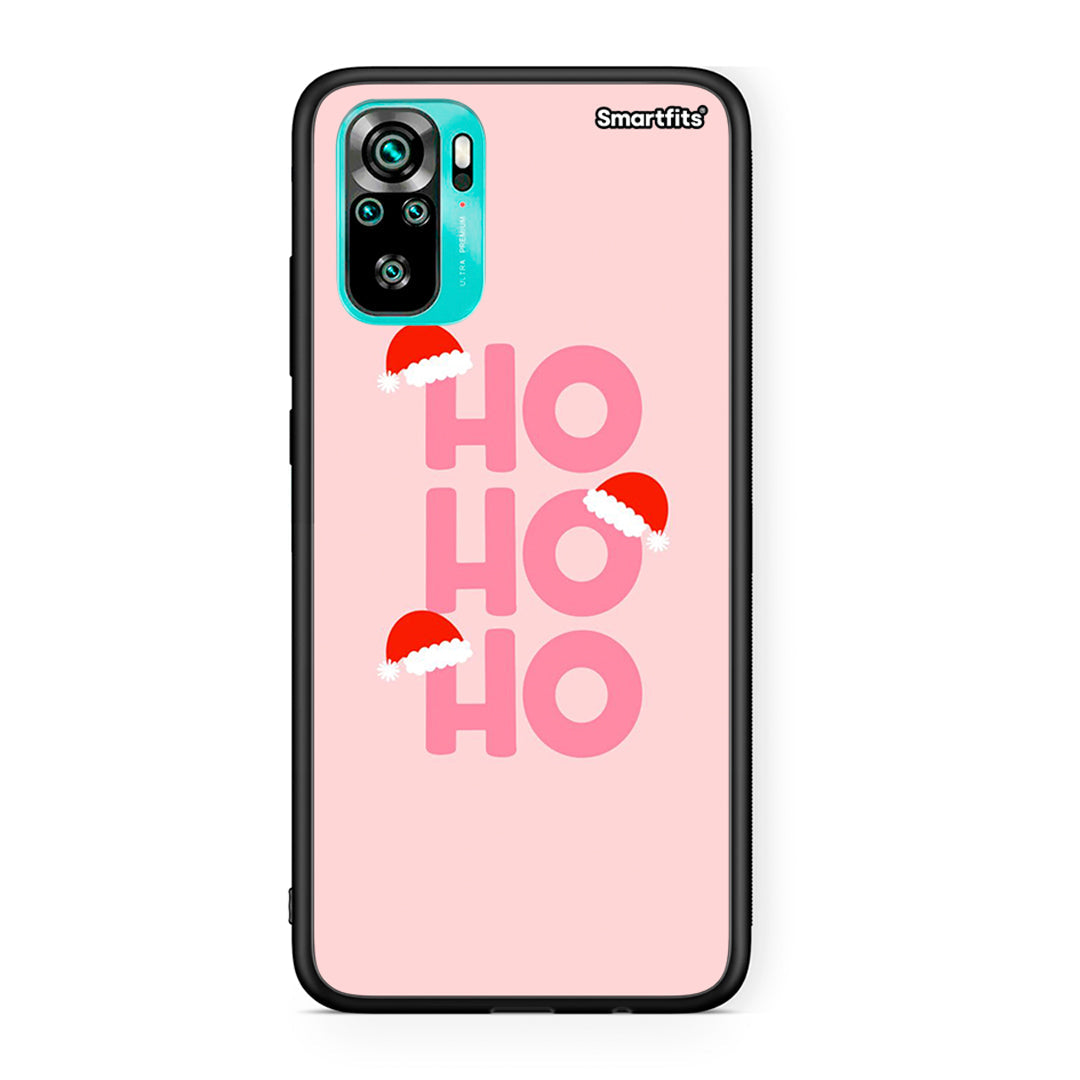 Xiaomi Redmi Note 10 Xmas Ho Ho Ho θήκη από τη Smartfits με σχέδιο στο πίσω μέρος και μαύρο περίβλημα | Smartphone case with colorful back and black bezels by Smartfits