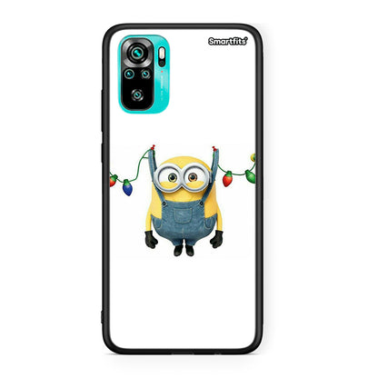 Xiaomi Redmi Note 10 Xmas Minion Lights θήκη από τη Smartfits με σχέδιο στο πίσω μέρος και μαύρο περίβλημα | Smartphone case with colorful back and black bezels by Smartfits