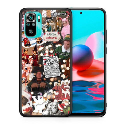 Θήκη Xiaomi Redmi Note 10 Xmas Movies από τη Smartfits με σχέδιο στο πίσω μέρος και μαύρο περίβλημα | Xiaomi Redmi Note 10 Xmas Movies case with colorful back and black bezels
