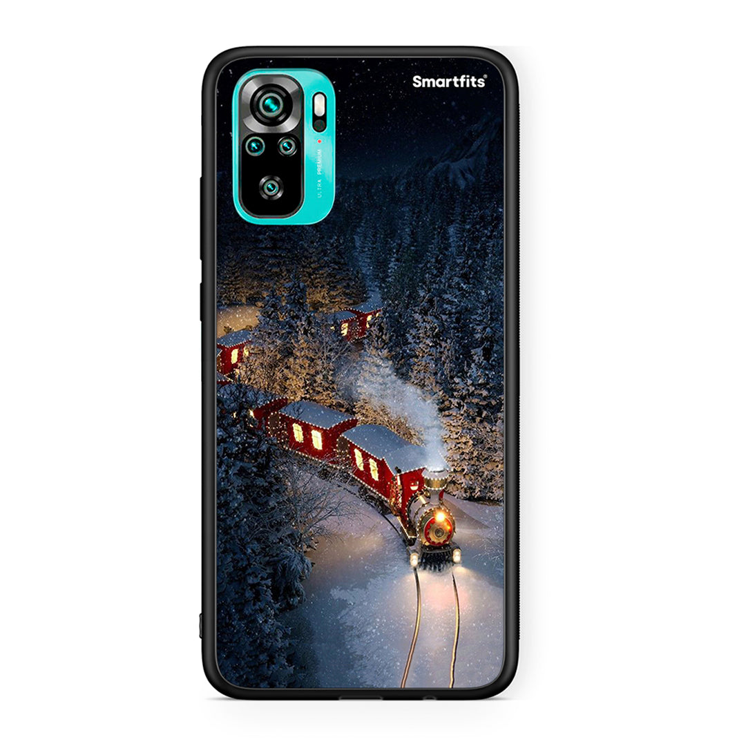 Xiaomi Redmi Note 10 Xmas Train θήκη από τη Smartfits με σχέδιο στο πίσω μέρος και μαύρο περίβλημα | Smartphone case with colorful back and black bezels by Smartfits