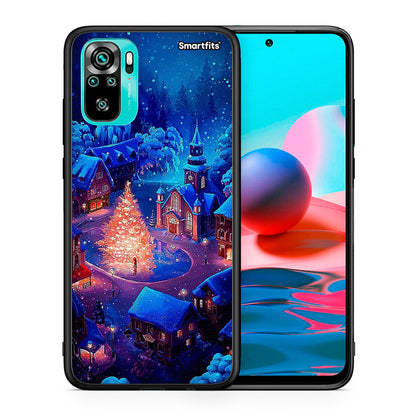 Θήκη Xiaomi Redmi Note 10 Xmas Village από τη Smartfits με σχέδιο στο πίσω μέρος και μαύρο περίβλημα | Xiaomi Redmi Note 10 Xmas Village case with colorful back and black bezels