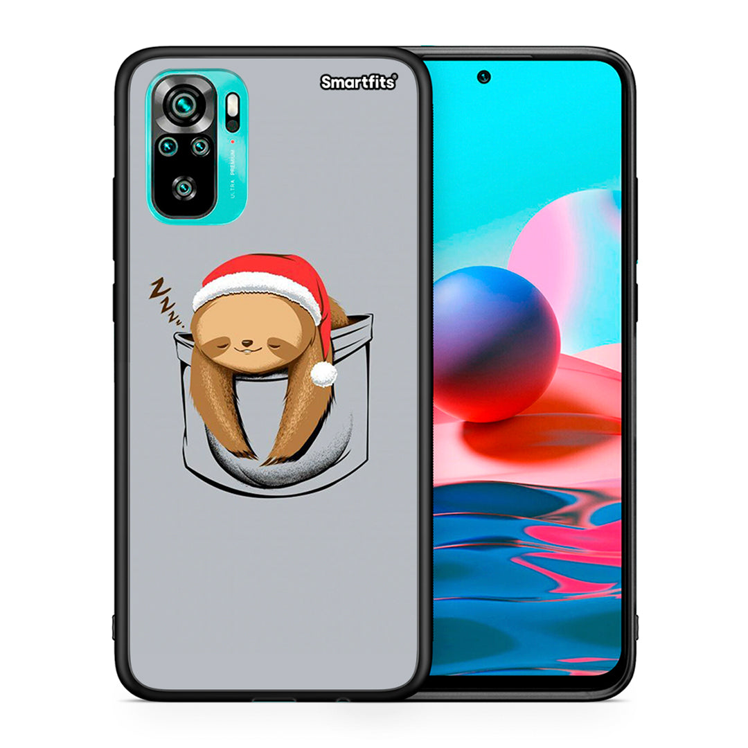 Θήκη Xiaomi Redmi Note 10 Xmas Zzzz από τη Smartfits με σχέδιο στο πίσω μέρος και μαύρο περίβλημα | Xiaomi Redmi Note 10 Xmas Zzzz case with colorful back and black bezels