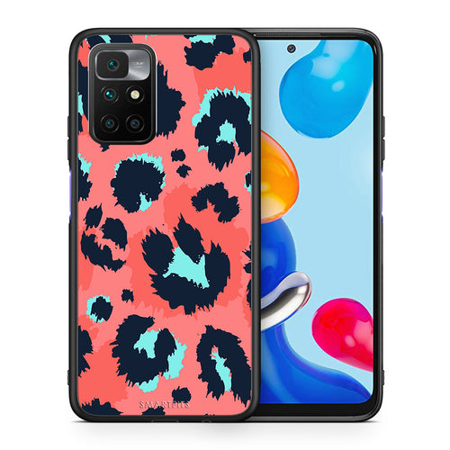 Θήκη Xiaomi Redmi 10/Redmi Note 11 4G Pink Leopard Animal από τη Smartfits με σχέδιο στο πίσω μέρος και μαύρο περίβλημα | Xiaomi Redmi 10/Redmi Note 11 4G Pink Leopard Animal case with colorful back and black bezels