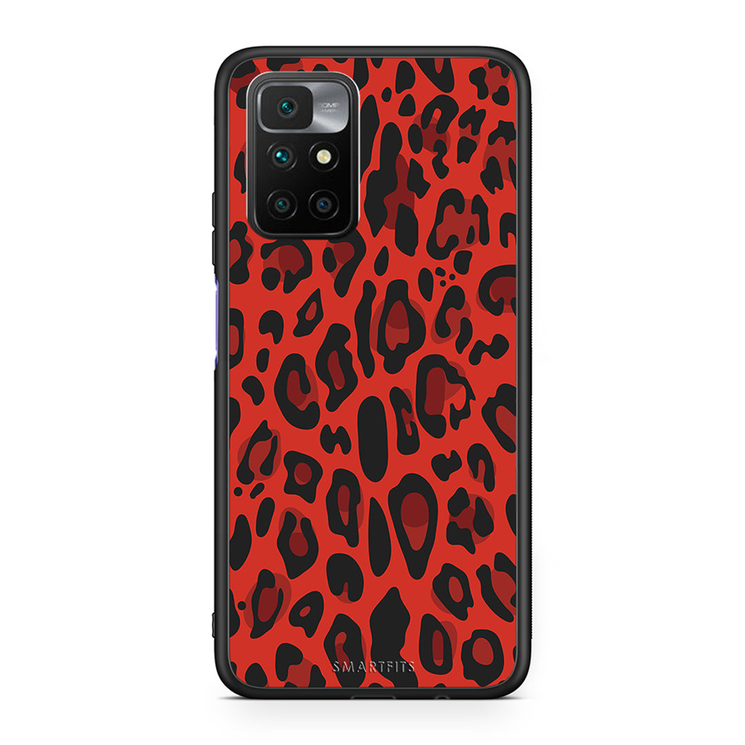 4 - Xiaomi Redmi 10/Redmi Note 11 4G Red Leopard Animal case, cover, bumper
