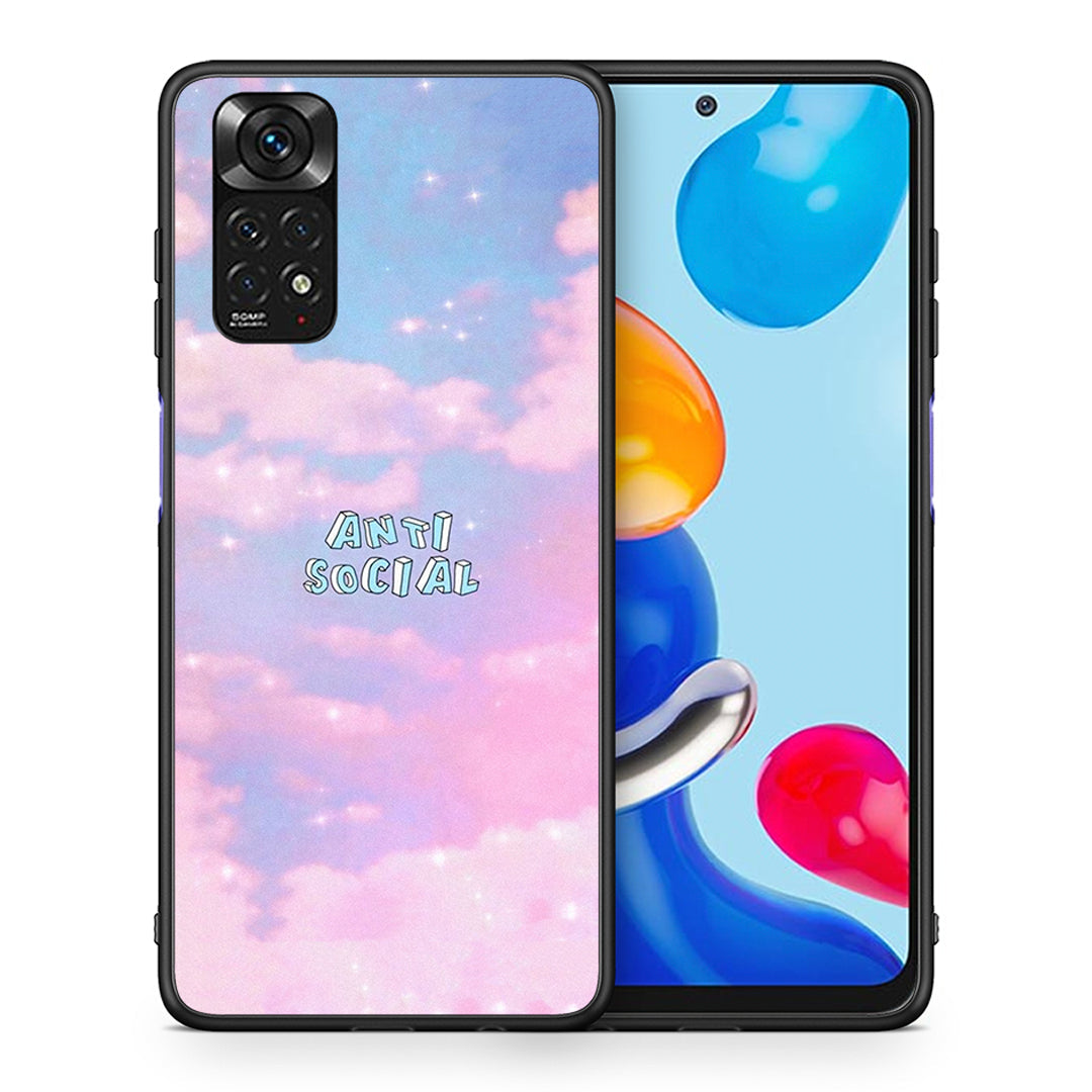 Θήκη Αγίου Βαλεντίνου Xiaomi Redmi Note 11 Anti Social από τη Smartfits με σχέδιο στο πίσω μέρος και μαύρο περίβλημα | Xiaomi Redmi Note 11 Anti Social case with colorful back and black bezels