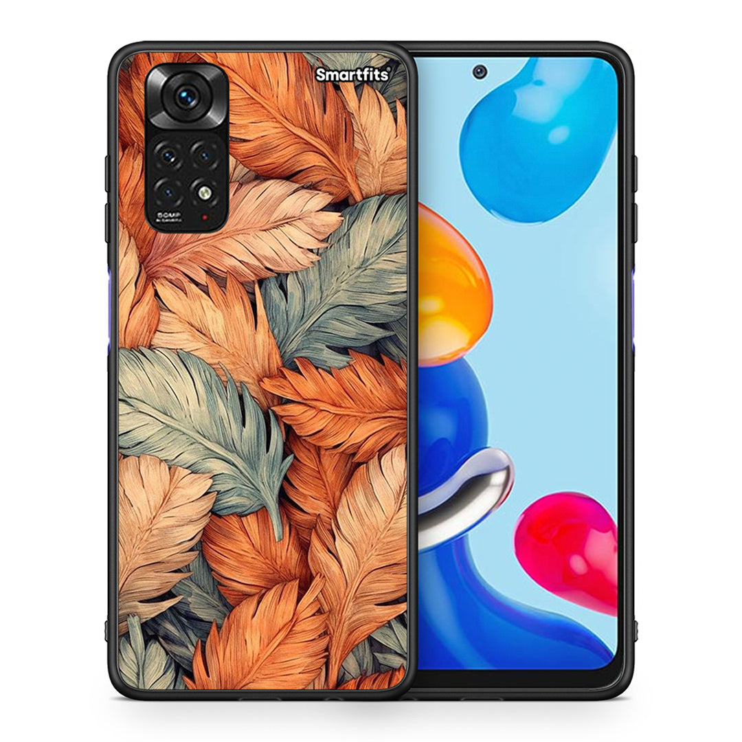 Θήκη Xiaomi Redmi Note 11 Autumn Leaves από τη Smartfits με σχέδιο στο πίσω μέρος και μαύρο περίβλημα | Xiaomi Redmi Note 11 Autumn Leaves case with colorful back and black bezels