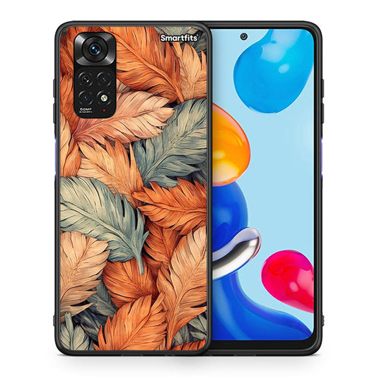 Θήκη Xiaomi Redmi Note 11 Autumn Leaves από τη Smartfits με σχέδιο στο πίσω μέρος και μαύρο περίβλημα | Xiaomi Redmi Note 11 Autumn Leaves case with colorful back and black bezels