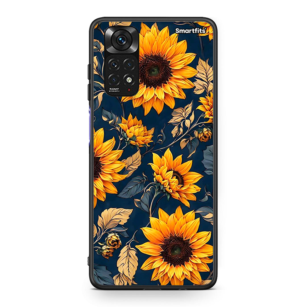 Xiaomi Redmi Note 11 Autumn Sunflowers Θήκη από τη Smartfits με σχέδιο στο πίσω μέρος και μαύρο περίβλημα | Smartphone case with colorful back and black bezels by Smartfits