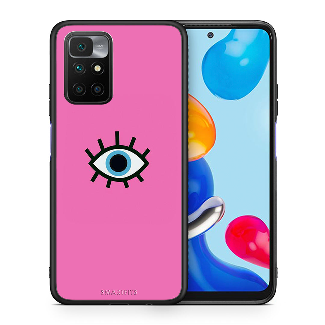 Θήκη Xiaomi Redmi 10/Redmi Note 11 4G Blue Eye Pink από τη Smartfits με σχέδιο στο πίσω μέρος και μαύρο περίβλημα | Xiaomi Redmi 10/Redmi Note 11 4G Blue Eye Pink case with colorful back and black bezels