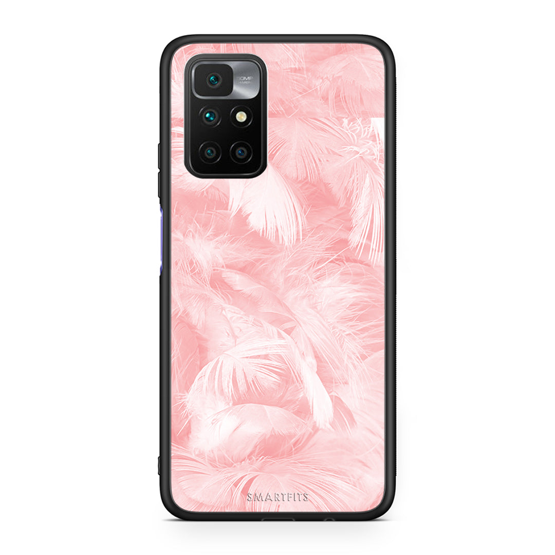33 - Xiaomi Redmi 10/Redmi Note 11 4G Pink Feather Boho case, cover, bumper